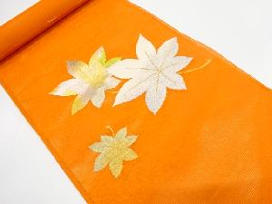 アンティーク　絽　竜田川模様織り出し　名古屋帯地反物